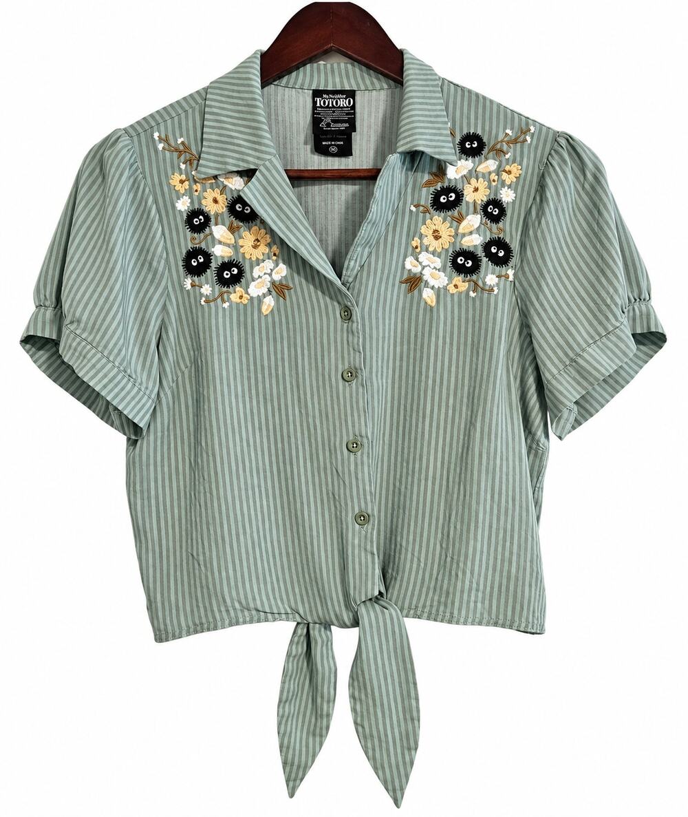 Her Universe My Neighbor Totoro Embroidered Tie Front Blouse M Studio Ghibli